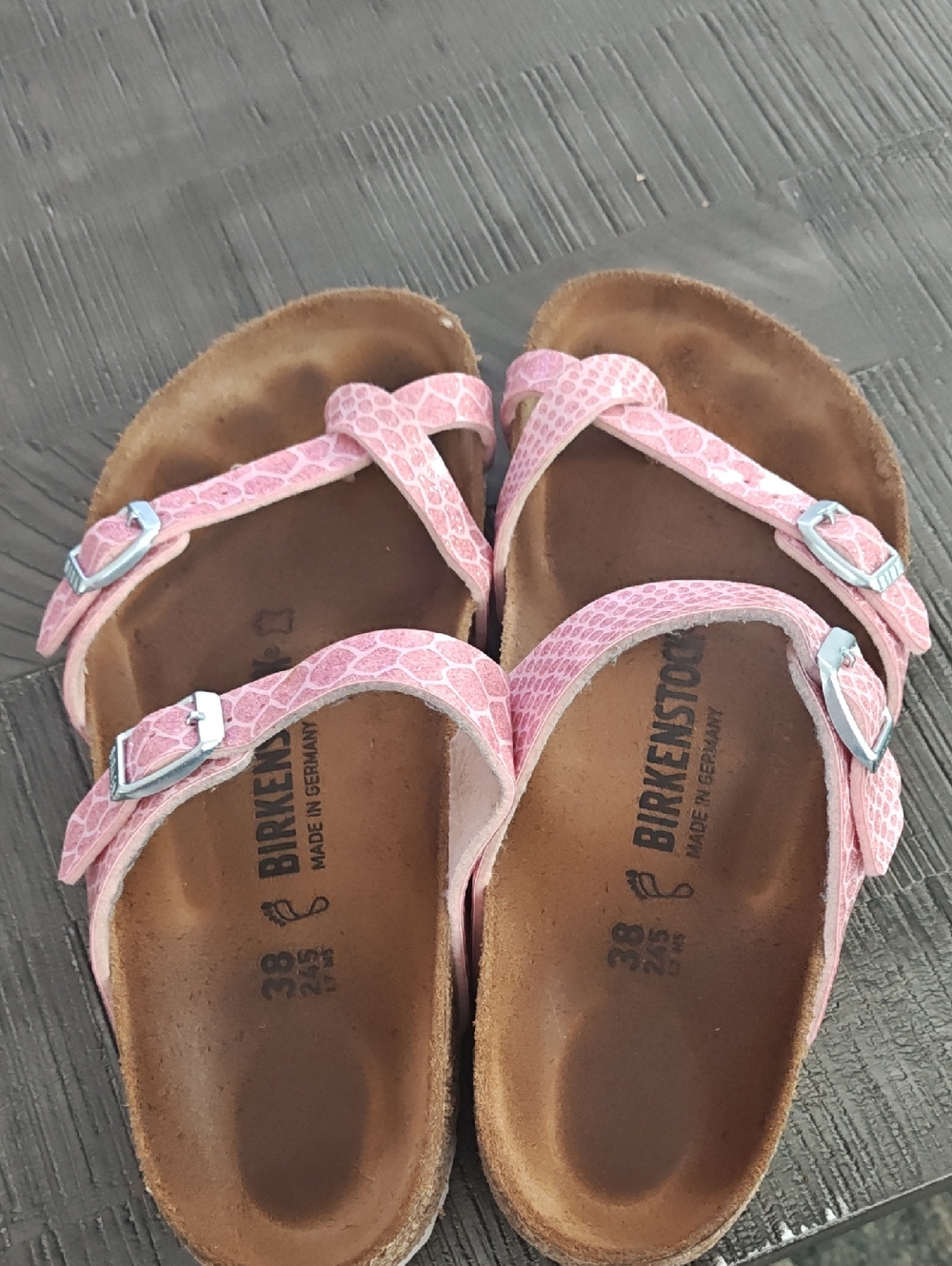 Birkenstock Pink Leather Strappy Sandals